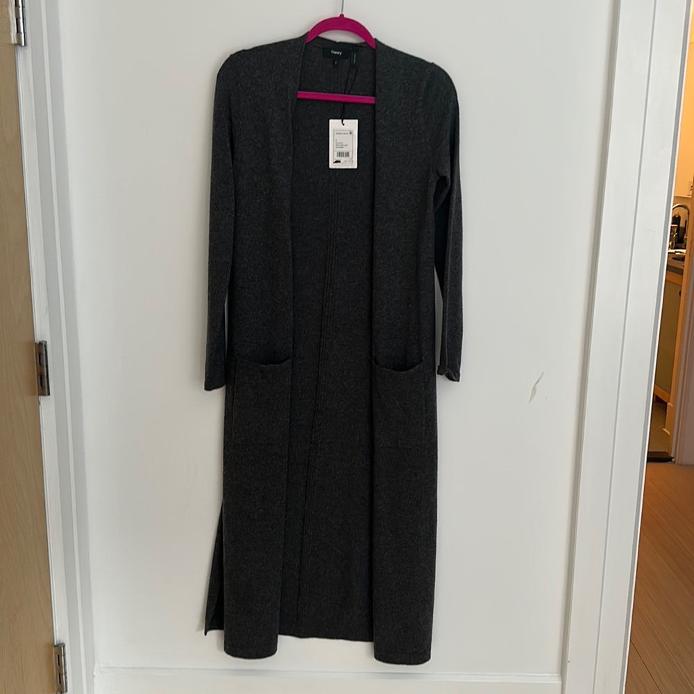 Theory Long Charcoal Soft Cashmere Sweater NWT - small